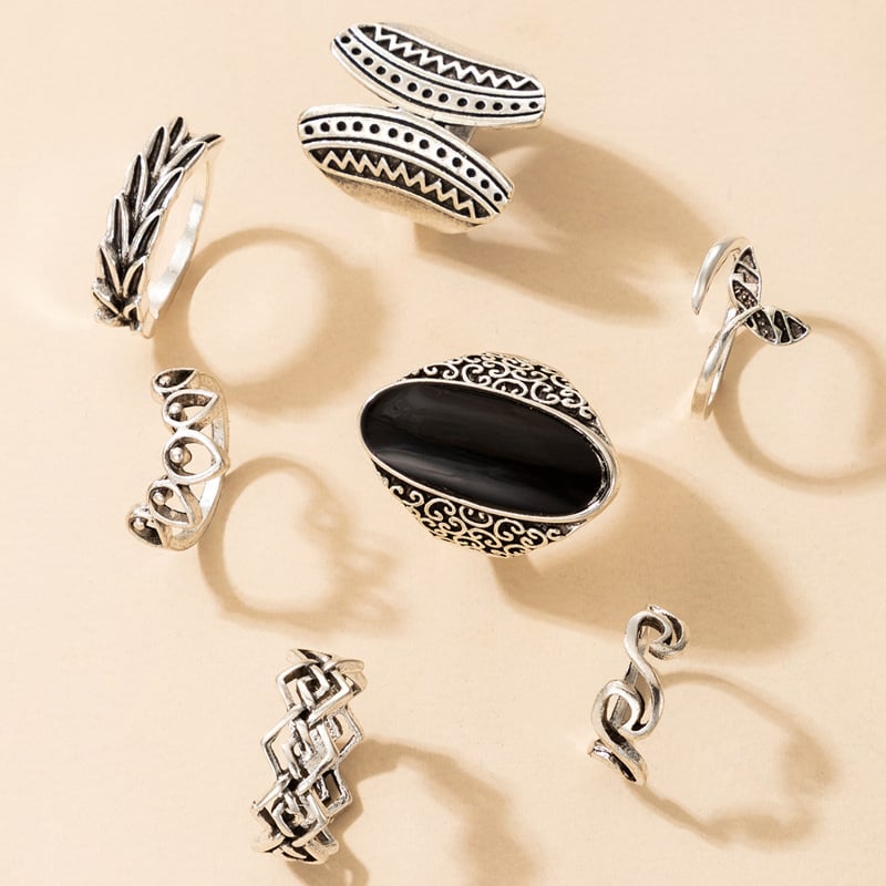 Black Oil Dripping Ring Set - Image 3