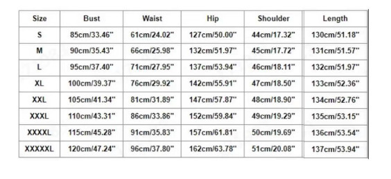 Dress Size Chart