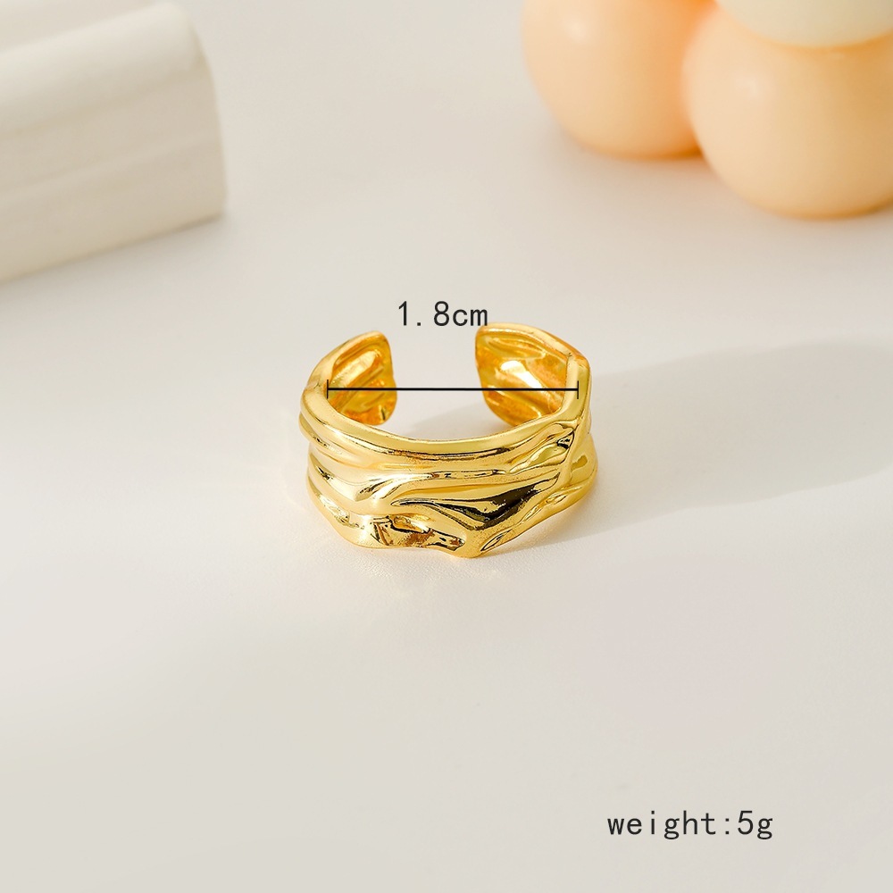 Women's Fashion Personalized Stainless Steel Irregular Pleated Ring