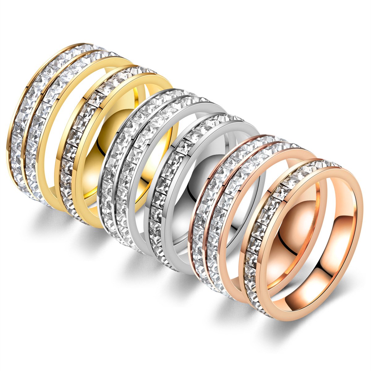 Small Square Diamond Full Diamond Starry Ring 2