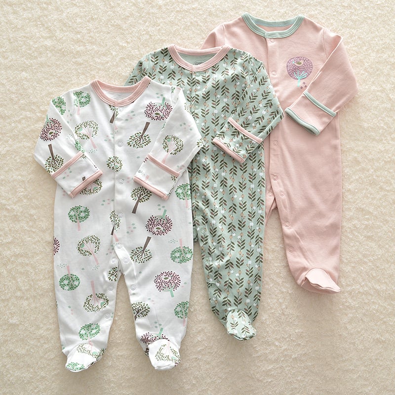 Baby Cotton-Wrapped Foot One-Piece Romper,Long-Sleeved Romper, Foot-Wrapped Climbing Suit