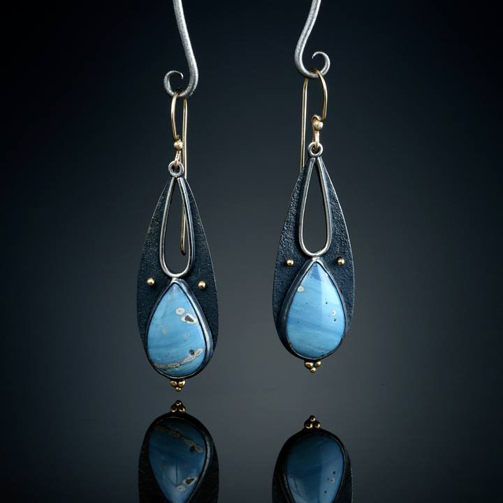 Vintage Tear Drop Blue Resin Earrings