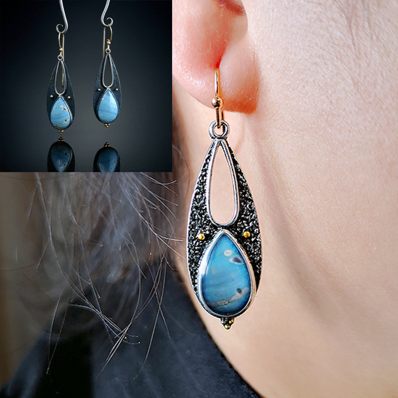Close-up of Blue Resin Earrings