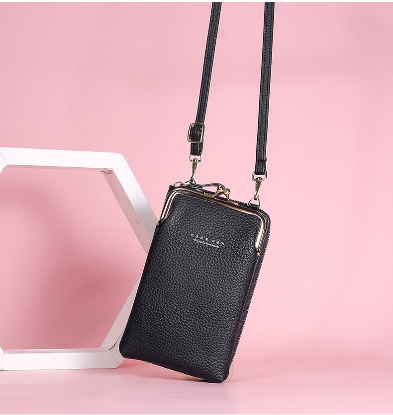 Fashion Lychee Pattern Solid Color Diagonal Shoulder Bag