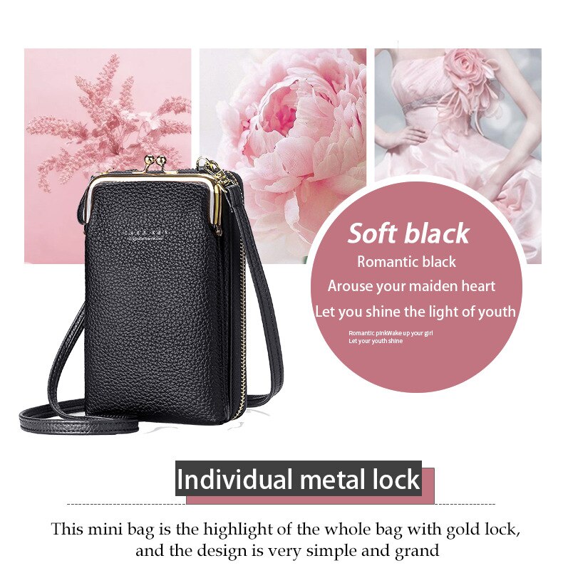 Fashion Lychee Pattern Solid Color Diagonal Shoulder Bag