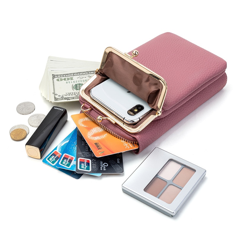 Fashion Lychee Pattern Solid Color Diagonal Shoulder Bag