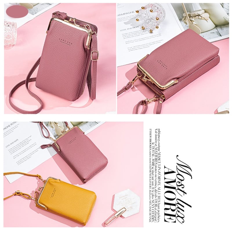Fashion Lychee Pattern Solid Color Diagonal Shoulder Bag