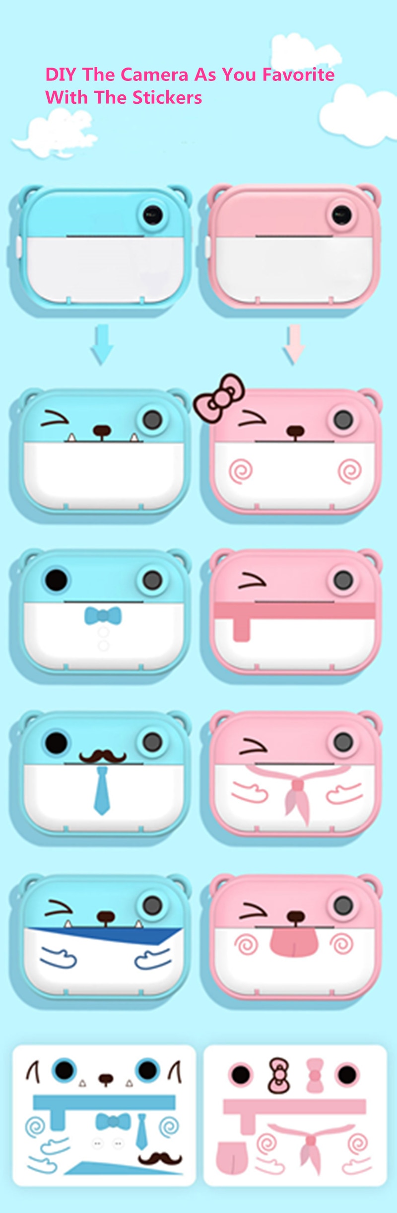 贴有宝丽来相机和打印机的DIY设计