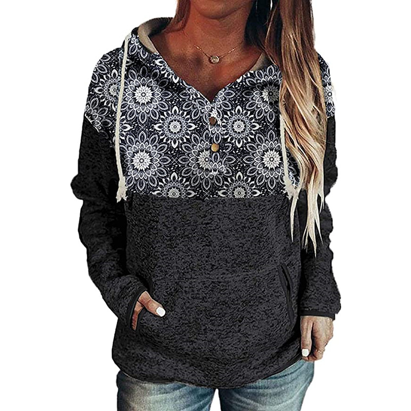 Christmas Print Pullover Hooded Ladies Sweater Image 1
