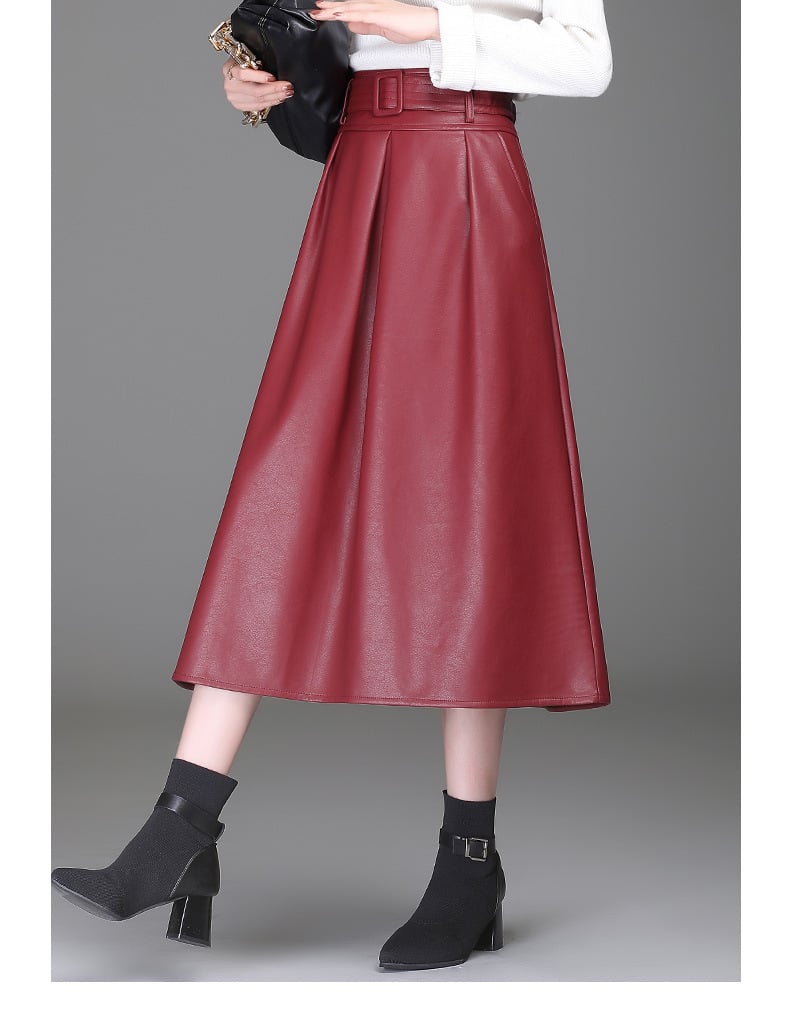 Stylish look with High-waist Western PU Leather Skirt
