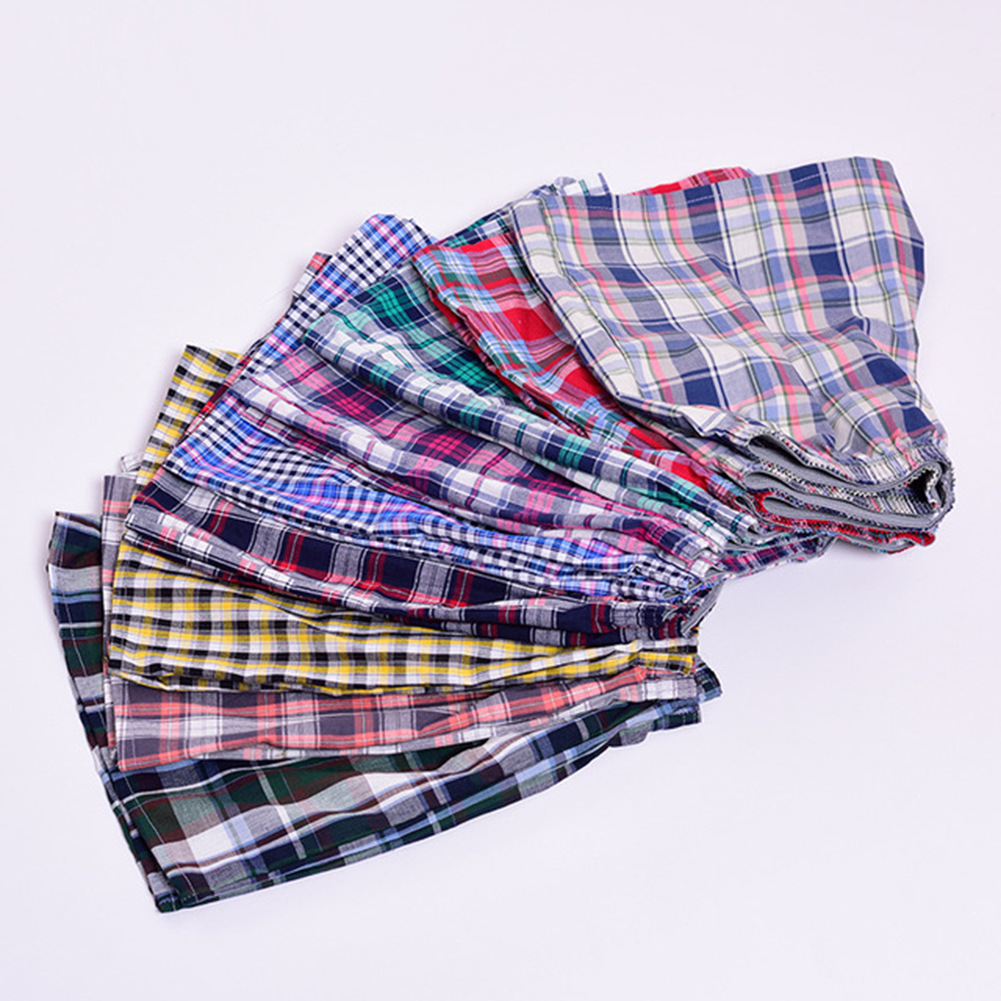 Men's Cotton Plaid Boxer Shorts - Colour Variety Pack Display