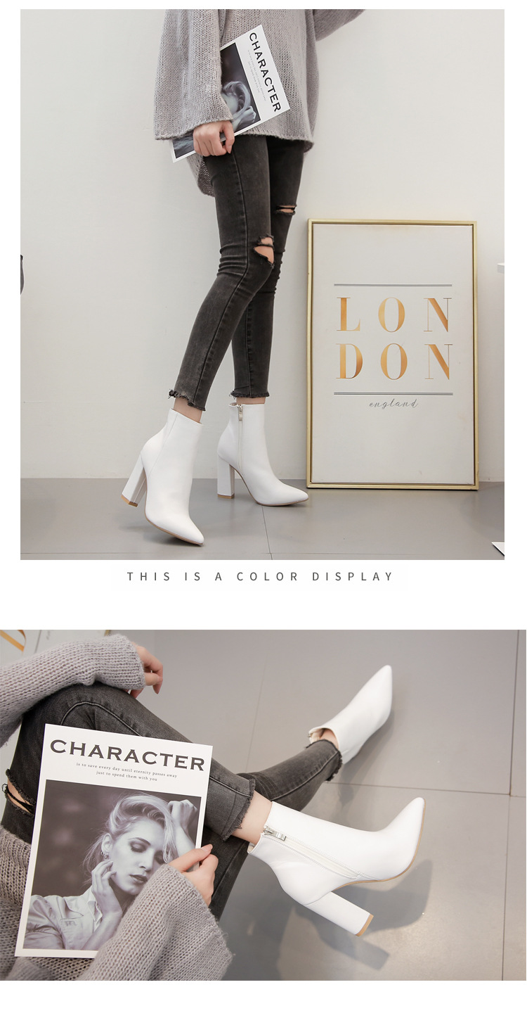 All-match high-heeled short boots