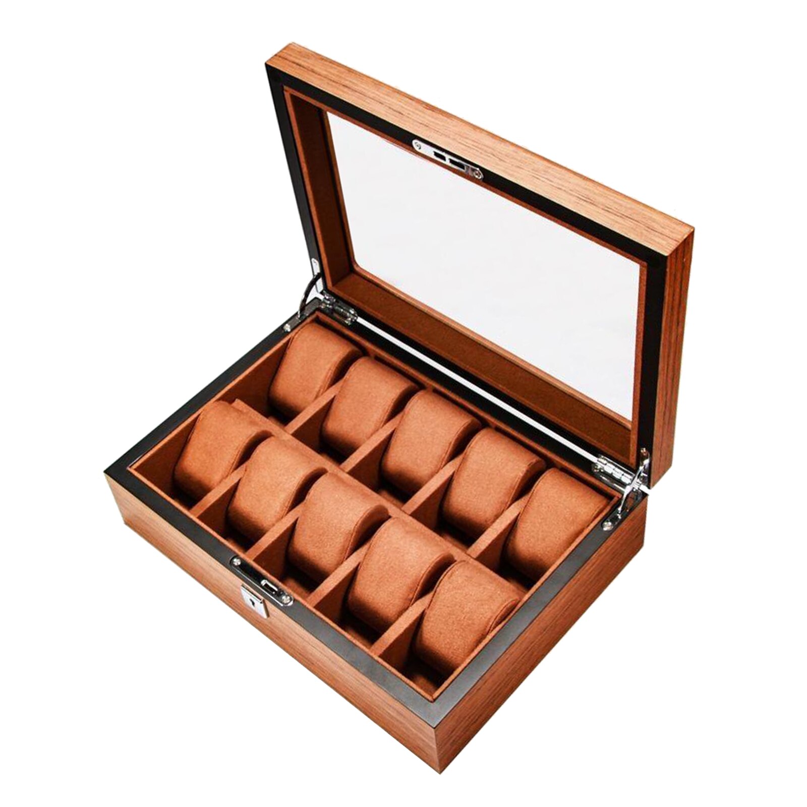 男女木质手表盒,手表盒,木制表壳收纳盒(带透明玻璃窗)