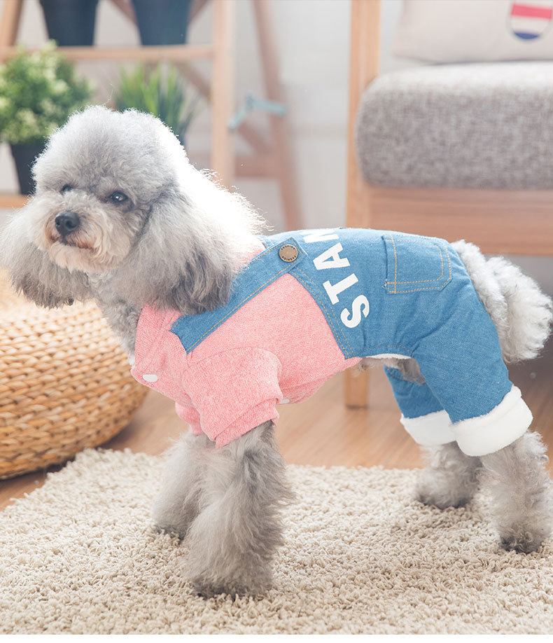 Dog Denim Overalls - Pink