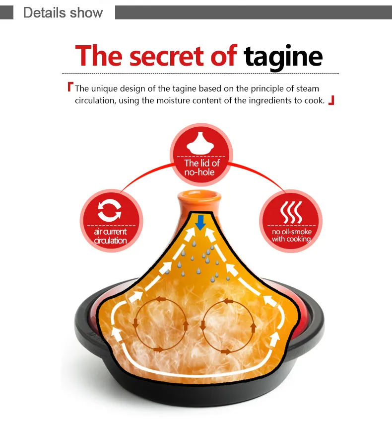 Factory wholesale Cast iron enamel Moroccan tajine pot tagine cookwares tajine