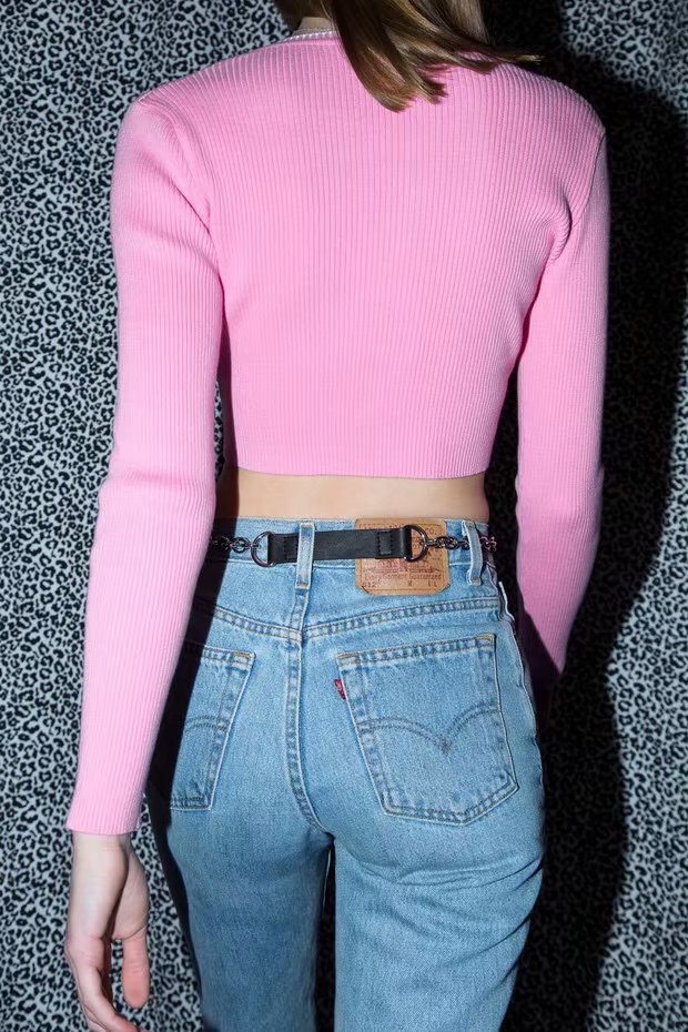 Solid Color Long-Sleeved Top - Red