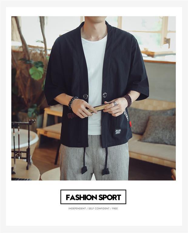 Three-quarter Sleeve Cardigan - Model Front View