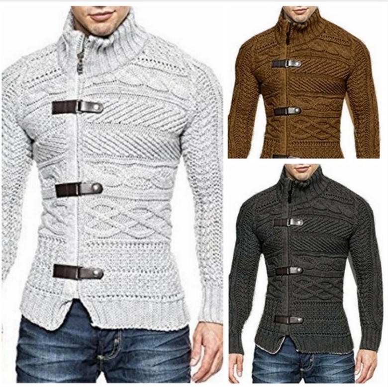 Men's Knitted Jacket - Dark Brown