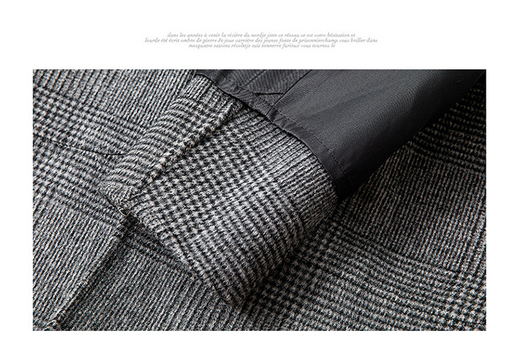 Houndstooth Reversible Men's Plaid Woolen Coat