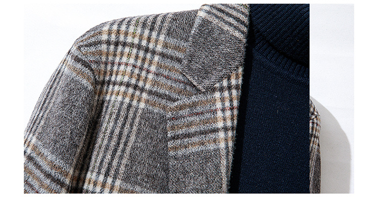 Houndstooth Reversible Men's Plaid Woolen Coat