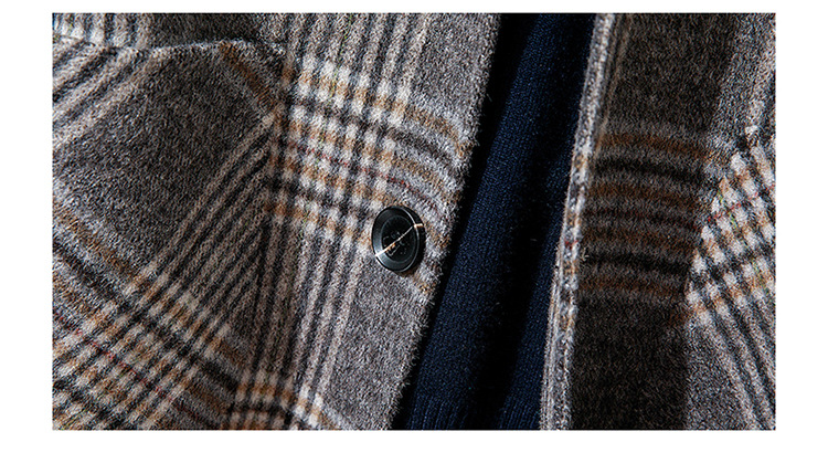 Houndstooth Reversible Men's Plaid Woolen Coat