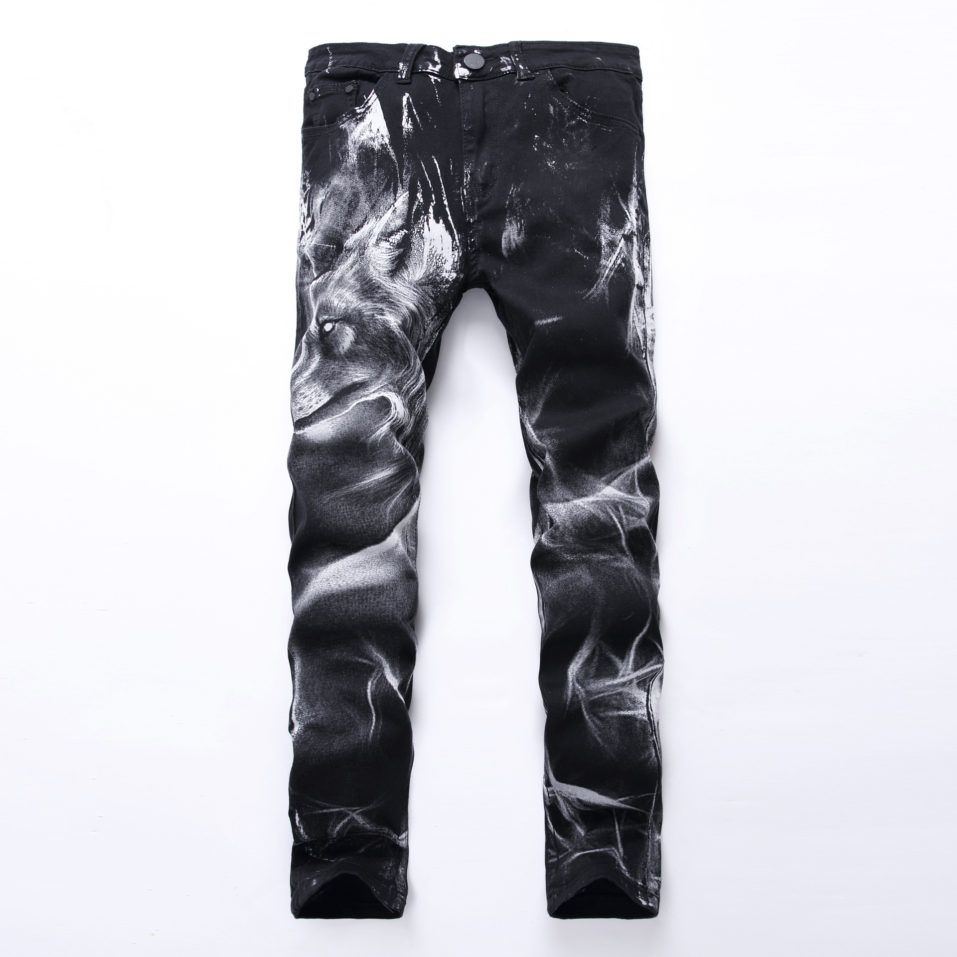 Wolf Print Jeans Image 2