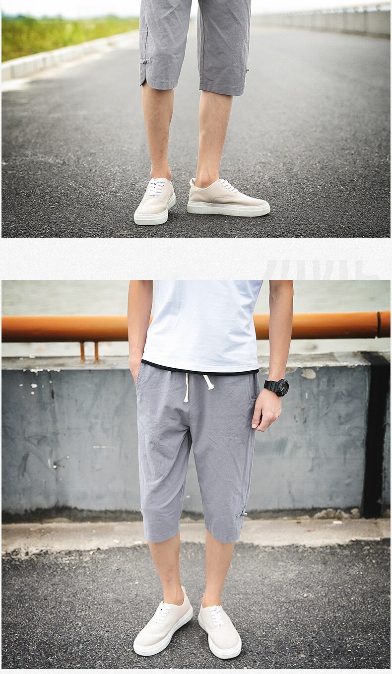 Summer Casual Loose Beach Men's Cropped Pants