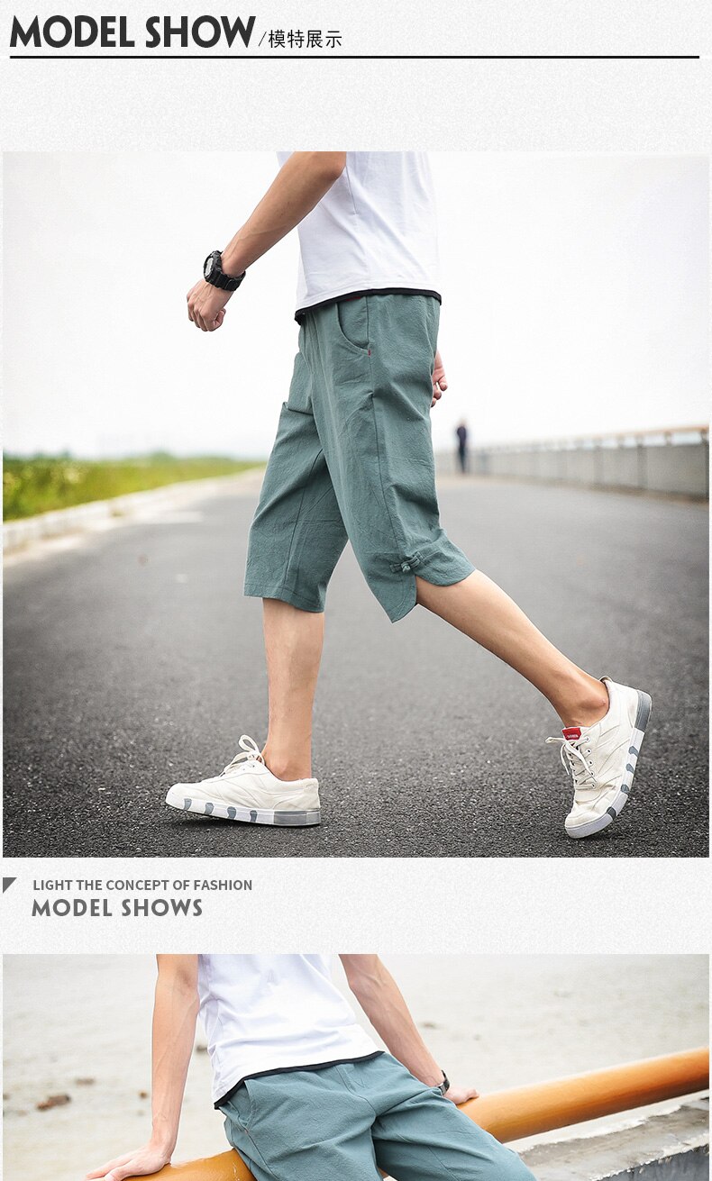 Summer Casual Loose Beach Men's Cropped Pants