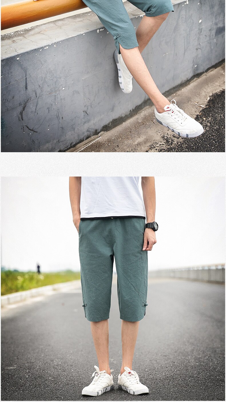 Summer Casual Loose Beach Men's Cropped Pants