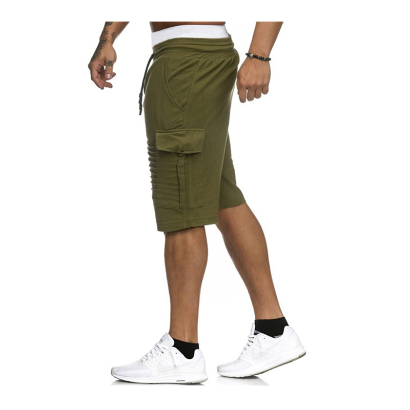 Men's pleated lace-up shorts in dark grey