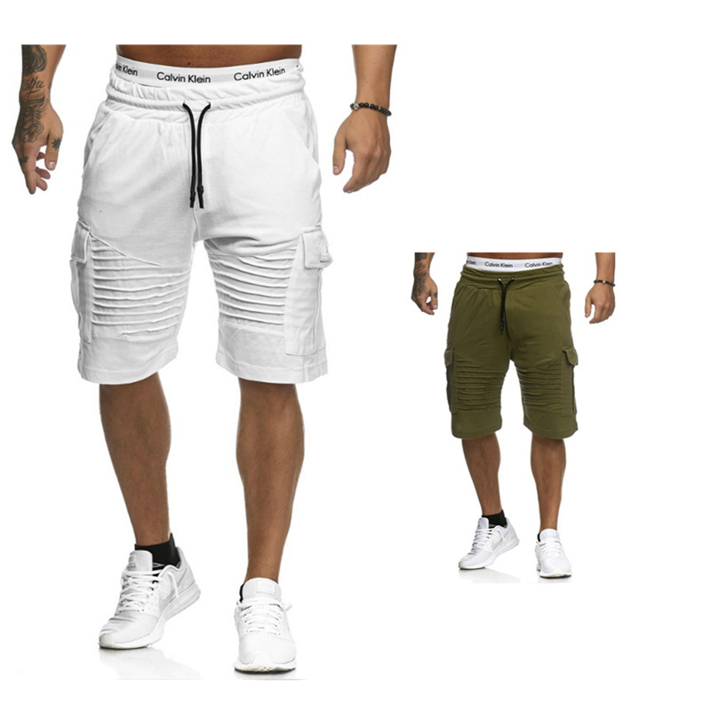 Men's pleated lace-up shorts in green