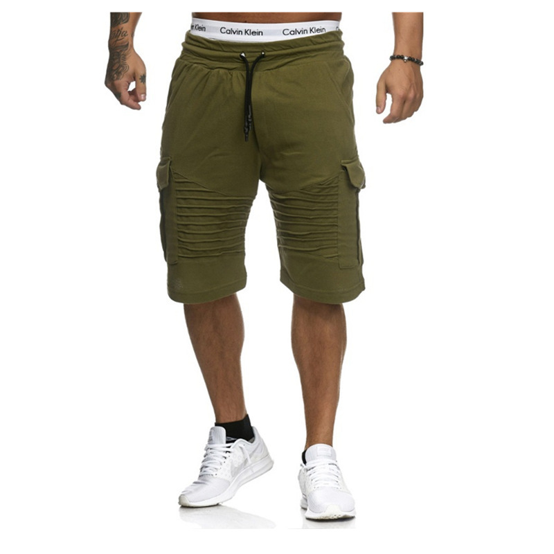 Men's pleated lace-up shorts on model