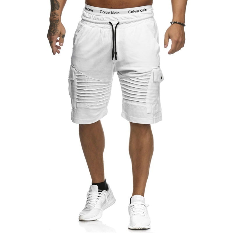 Men's pleated lace-up shorts details