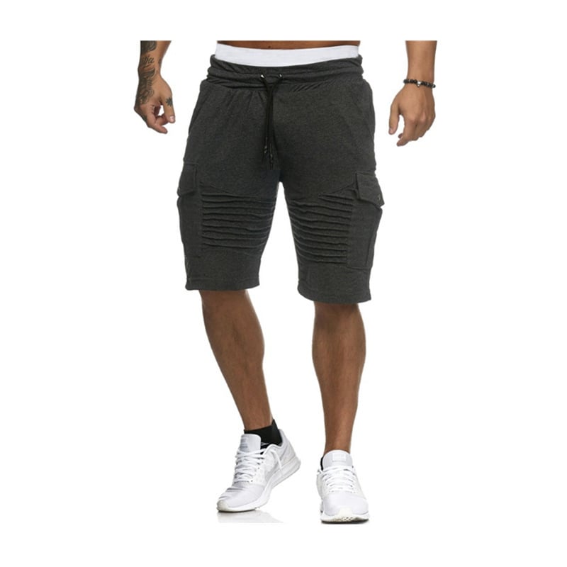Men's pleated lace-up shorts in dark grey