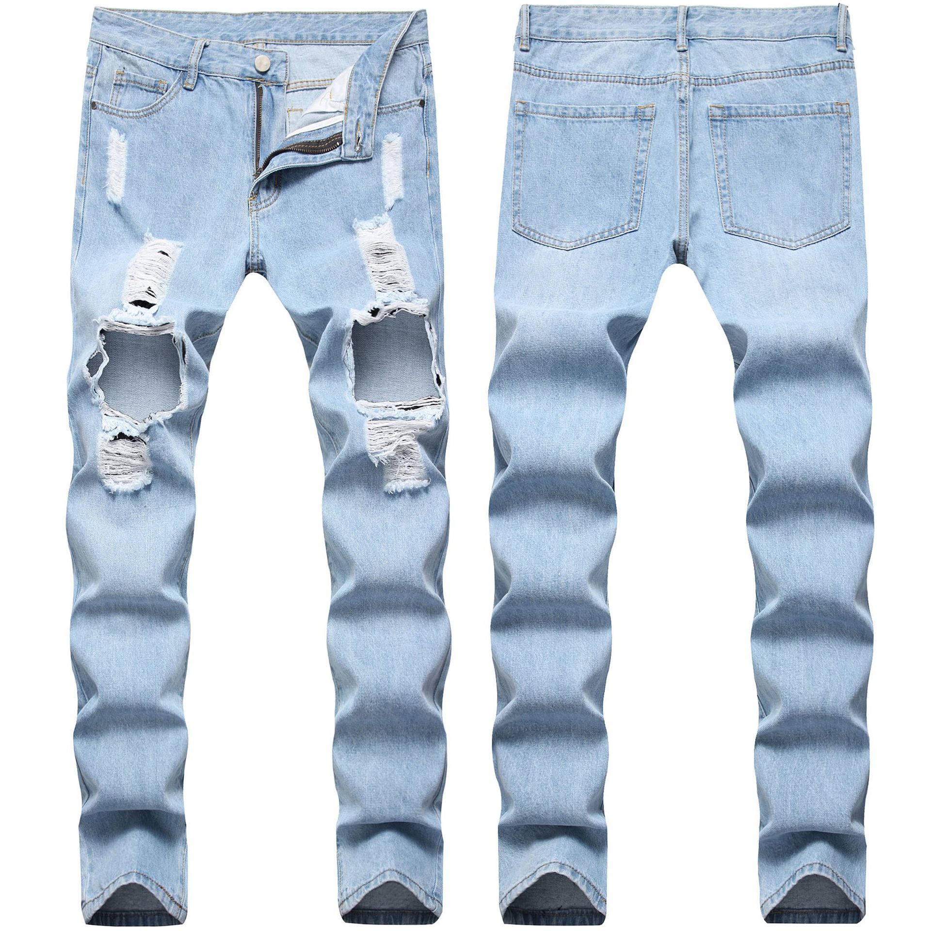 Vaqueros rotos azul claro para hombre