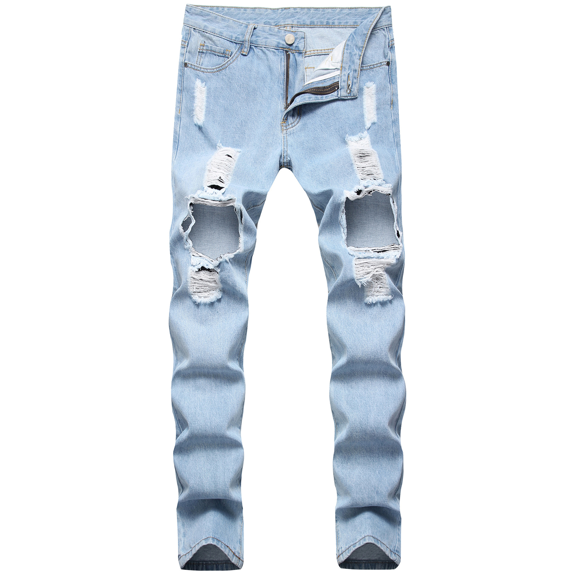 Vaqueros rotos azul claro para hombre