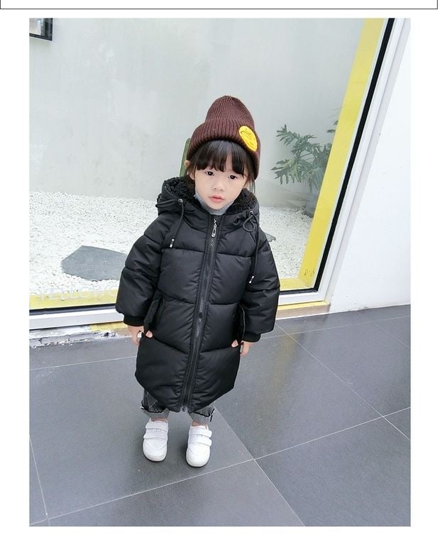 Children's Mid-Length Down Padded Jacket - Black