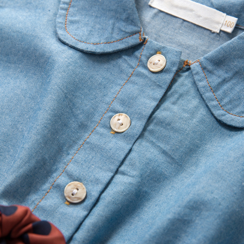 Toddler Dress Fashion Denim Panel Mesh Skirt