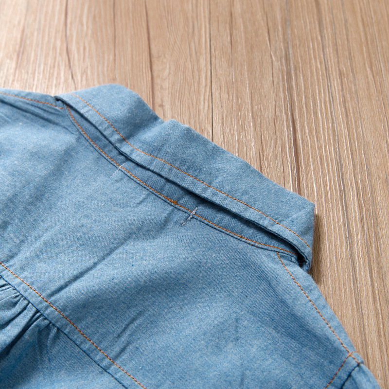 Toddler Dress Fashion Denim Panel Mesh Skirt