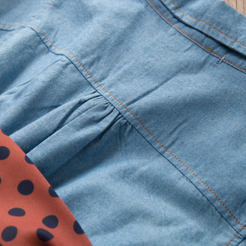 Toddler Dress Fashion Denim Panel Mesh Skirt