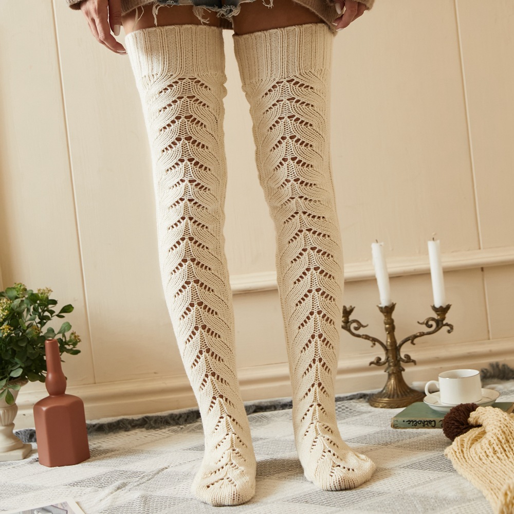 Hollow Mesh Long Tube Socks - Grey