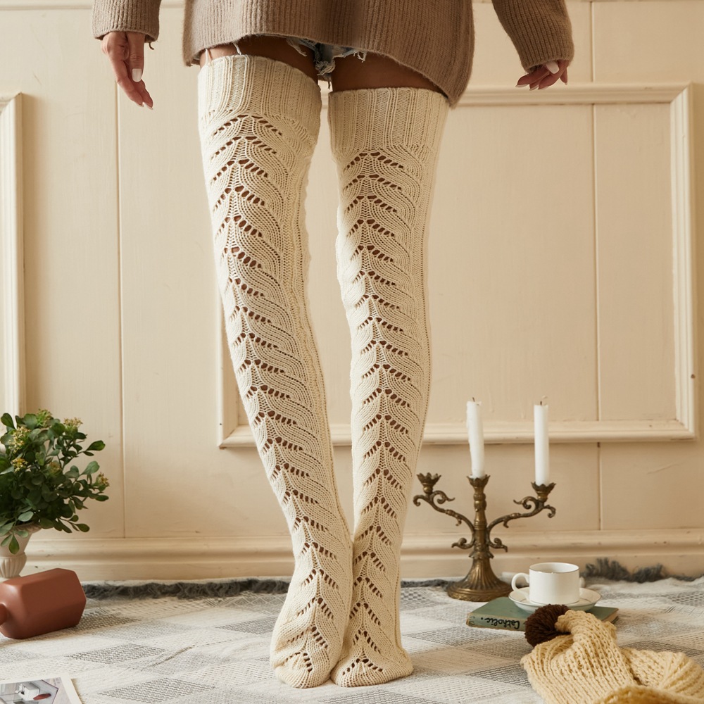 Hollow Mesh Long Tube Socks - Pink