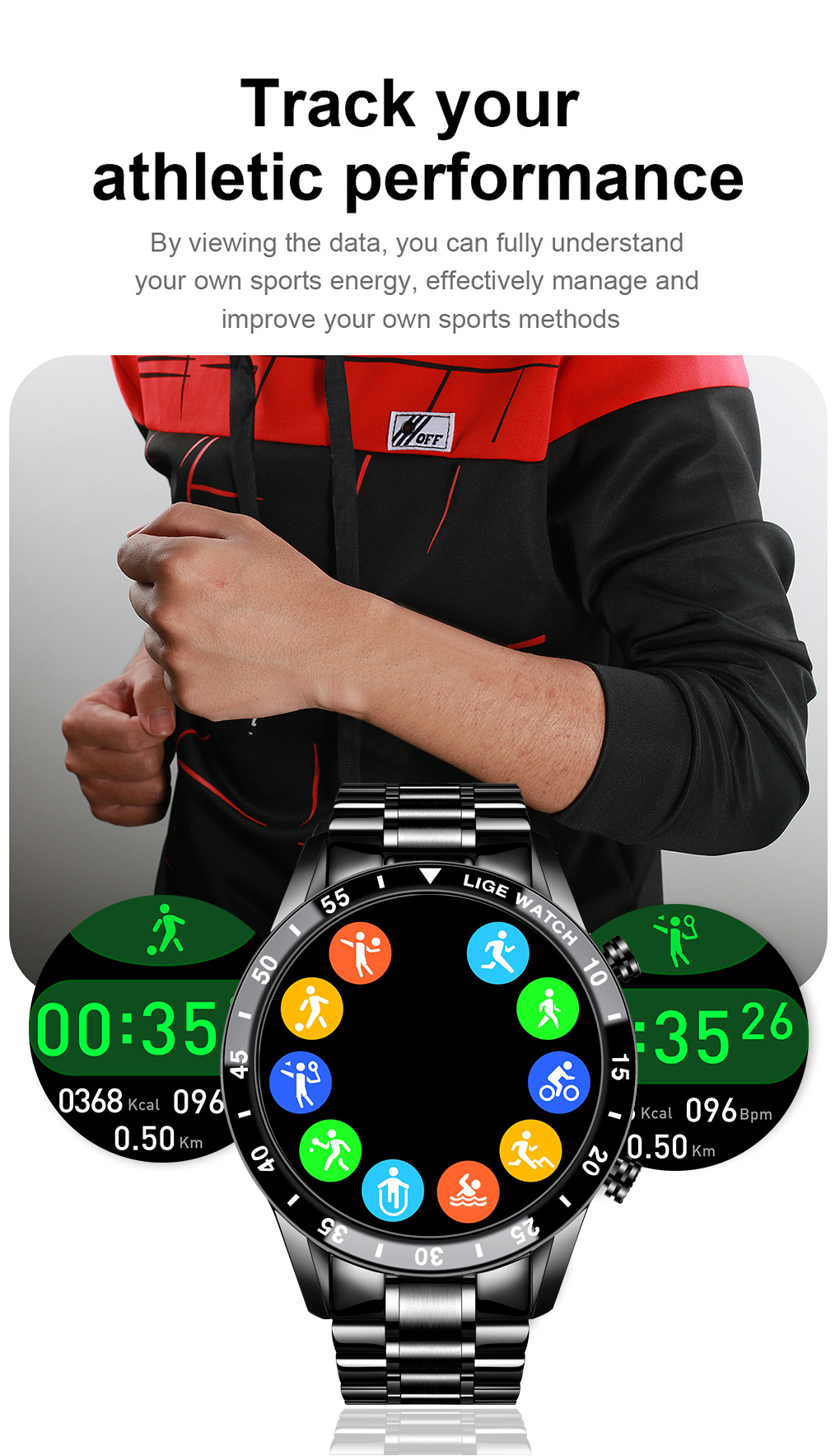 Lige Smart Watch in Gray Color
