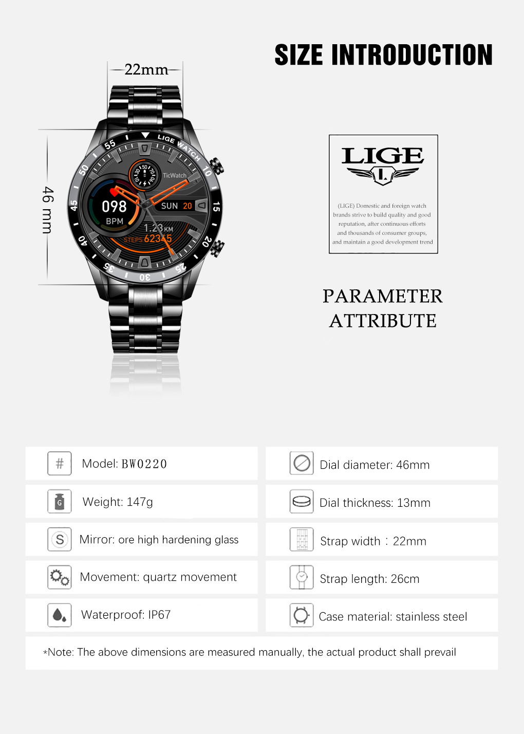 Lige Smart Watch Health Monitoring Features