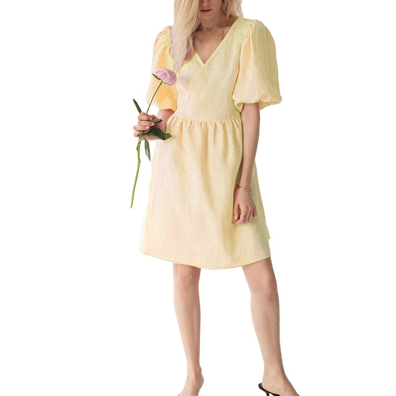 Women's V-neck Half Sleeves Loose Dress Image 7