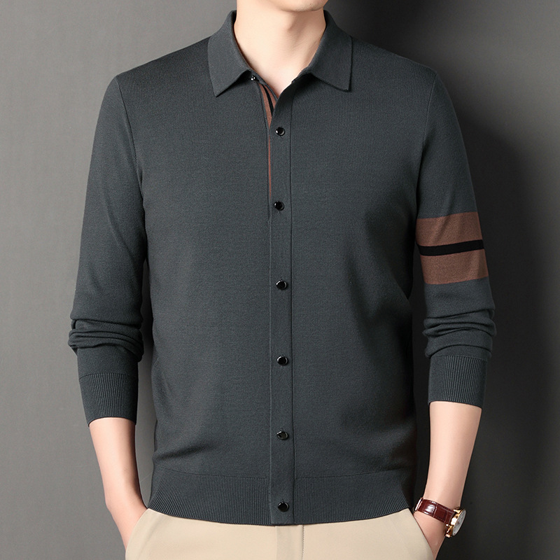Lapel Long-sleeve Cardigan Sweater Image 4