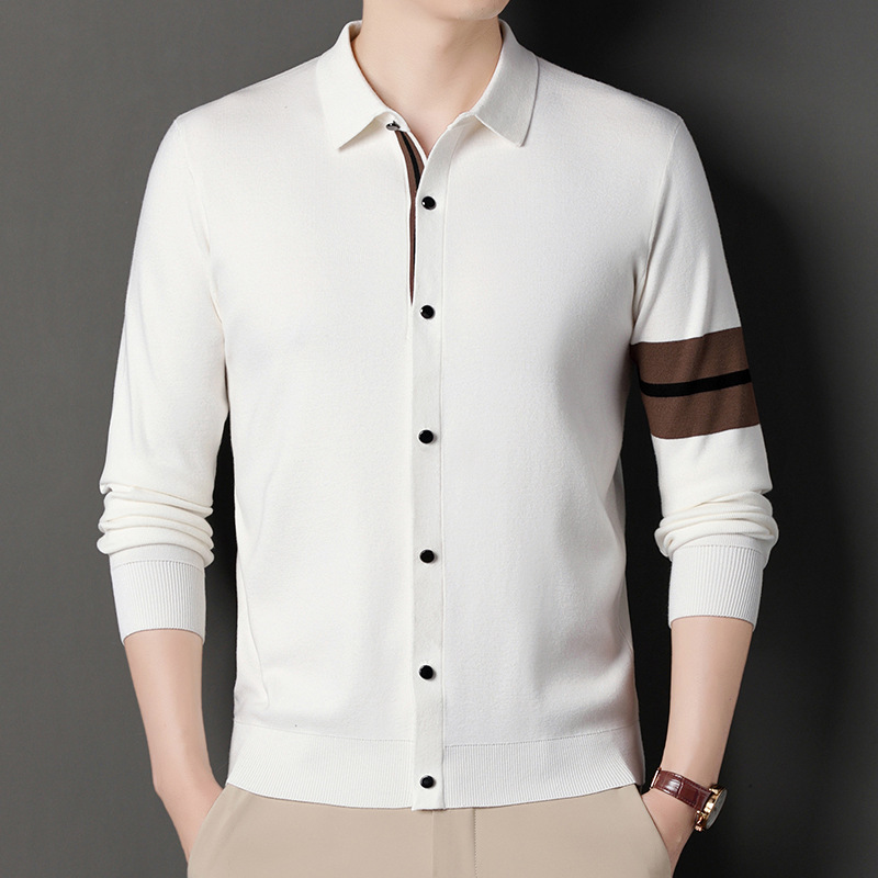 Lapel Long-sleeve Cardigan Sweater Image 9
