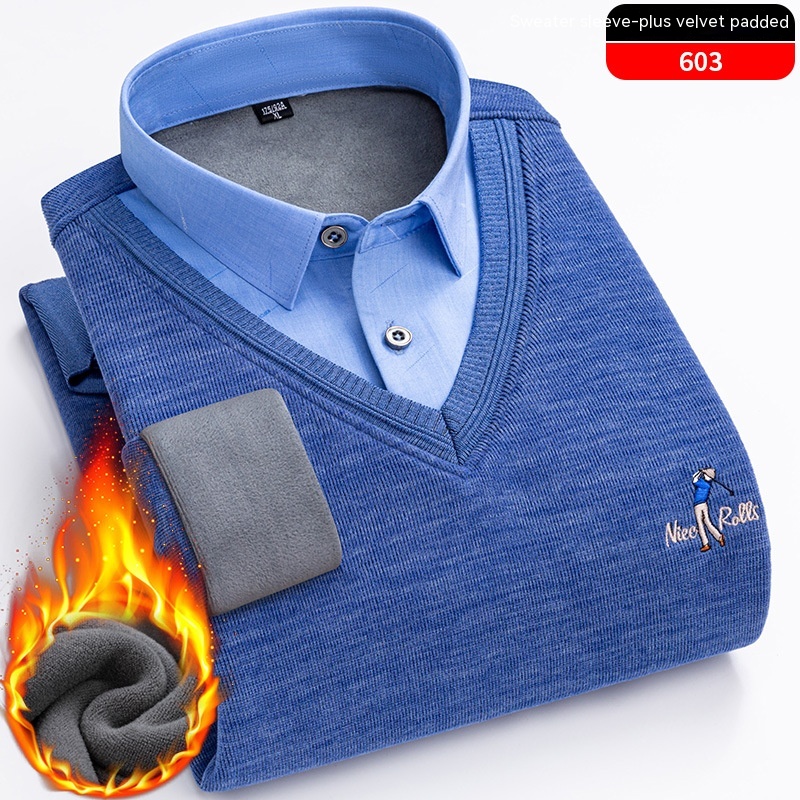 Men's Knitted False Two Pieces Warm - Image 4