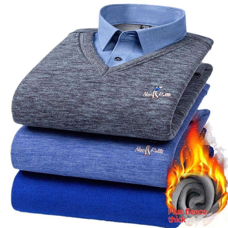 Men's Knitted False Two Pieces Warm - Image 5