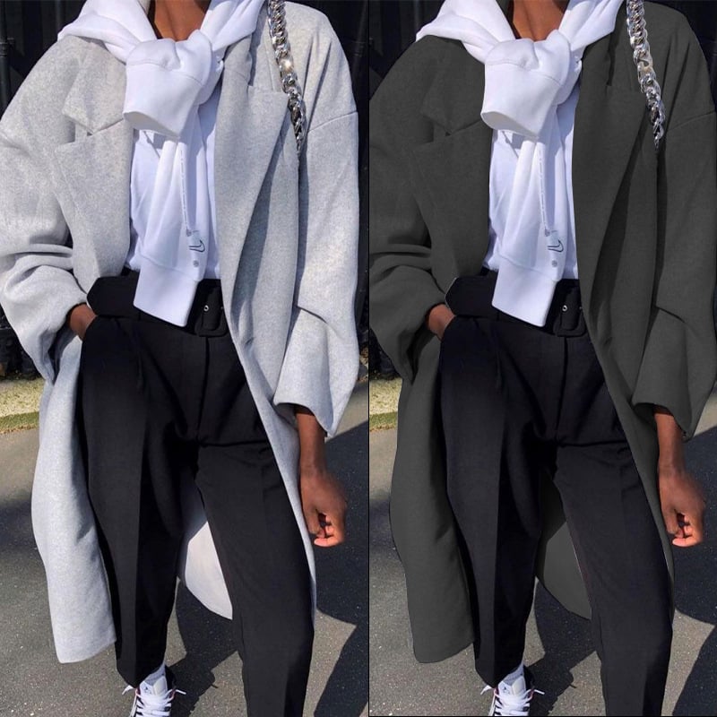 Women's Long Sleeve Fashion Long Trench Coat Image 4